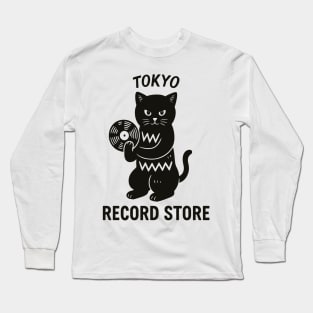 Tokyo Record Store Cat CD V1 – Japanese Vaporwave Aesthetic Retro Music Art Long Sleeve T-Shirt